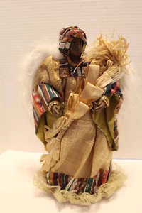 Vintage Sandy Puppen Ekah afrikanischer Engel Weihnachtsbaumspitze Federflügel 12 Zoll - Bild 1 von 15