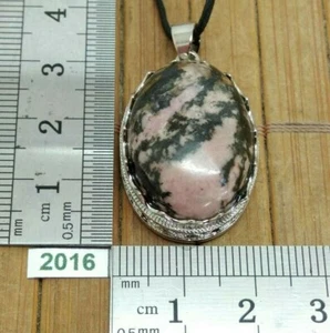 Pendentif RHODOCHROSITE + cordon reglable - collier reiki chic style victorien - Picture 1 of 3