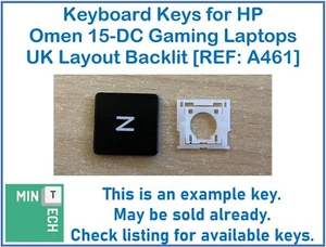 Keyboard Replacement Keys for HP Omen 15-DC Gaming Laptops UK Layout Backlit - Afbeelding 1 van 12
