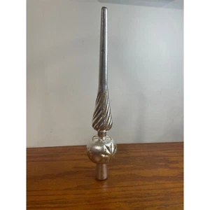 Vintage 1960s Aluminum Christmas Tree Topper Finial Silver Gold Glitter Spiral - Picture 1 of 6