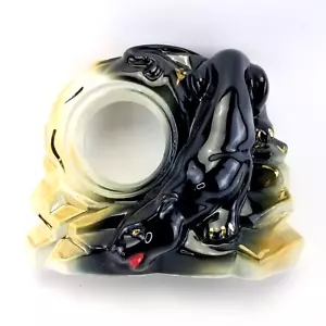 MCM Black Panther Mantel Uhr Art Deco Keramik Katze Gold Zierleiste KEINE UHR Vintage - Bild 1 von 6