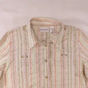 Alfred Dunner Casual Short Sleeve Button Up Shirt Womens Size 12 Orange Green - Picture 1 of 11