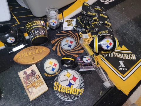 15pc lot Pittsburgh Steelers collectibles memorabilia spinner,plates,skull,apron Cover