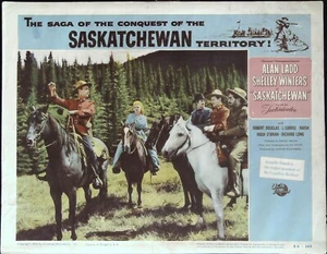 Saskatchewan Lobby Card #2 1954 Alan Ladd, Shelley Winters on horseback! - Picture 1 of 1