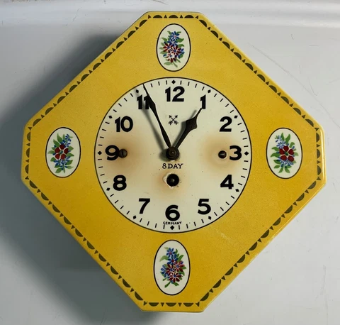 Delft Type Clock Porcelain Face, Floral, Hamburg, Germany (No Key, Untested) Cover