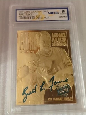 1997 Score Board Brett Favre 23kt Gold Card 1 Of 10000 Graded 10 Mint Gem - Image 1 of 4