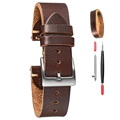 Horween Leather Watch Bands for Men 18 19 20 21 22mm Quick Release Strap - Image 1 of 4