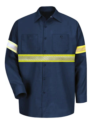Men's High Visibility Hi Vis Enhanced Reflective Safety Work Uniform Shirts - Image 1 of 4