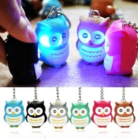 Cute Owl Keyring With LED Lights and Hooting Sound Novelty Key Chain Gifts Decor