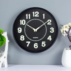 12 Inch Luminous Wall Clock Glow in the Dark Silent Kitchen Bedroom Quartz Clock - Picture 1 of 12
