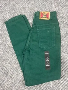 Vintage Ellemenno Girls Jeans Size 5 Green Straight Leg Kids NOS - Picture 1 of 15