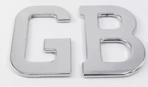 Classic Chrome GB Letters Badge Stainless Steel Self Adhesive 3/1/4” 85mm G & B - Picture 1 of 4
