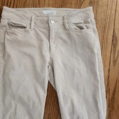 Ann Taylor LOFT 26/2 曲线紧身灯芯绒裤子棉混纺米色 — 第 1/4 张图片