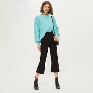 Topshop Petite Zip Flare 70s Hippie Y2K Black Trousers UK 8 Urban Outfitters - Picture 1 of 3