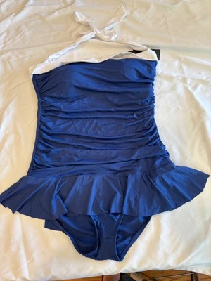 Lauren Ralph Lauren BEL AIR size 16 NAVY BLUE WHITE TRIM BRAND NEW WITH TAGS - Image 1 of 4