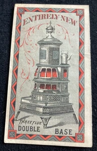 SELTENER DREI RAUCHIGER DOPPELBASIS-SOCKELOFEN VINTAGE HANDELSKARTE VIKTORIANISCH - Bild 1 von 4