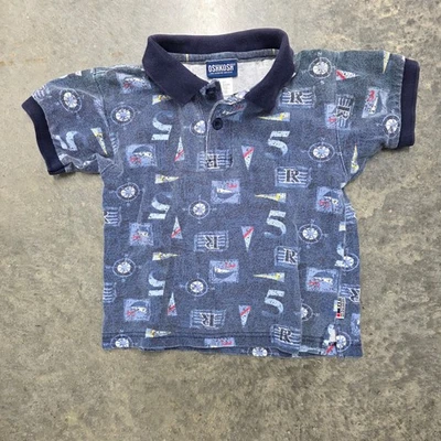 OshKosh Niños 3/3T Polo Estampado Náutico Manga Corta Azul Top Foto 1 de 3