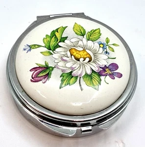 Portapillole Vintage ~ Bella 3 Scomparti Fiore Tema Argento - Foto 1 di 8