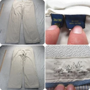 Polo Ralph Lauren Hose Herren 34x29 Beige Baumwolle Zip Fly Gerades Bein Chino - Bild 1 von 17