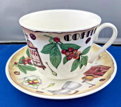 КОФЕ ВРЕМЯ ТОНКОЙ КОСТИ ФАРФОРА ЗАВТРАК ЧАШКА БЛЮДЦЕ, ROY KIRKHAM СДЕЛАНО АНГЛИИ НОВЫЙ - Изображение 1 из 4