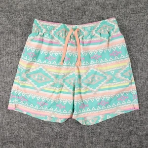 Chubbies The En Fuegos Swim Trunks Mens Small Green Orange Aztec Print Mesh Pool - Picture 1 of 9