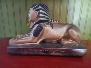 Egyptian Sphinx 3in Statue - Gold & Blue - Picture 1 of 4