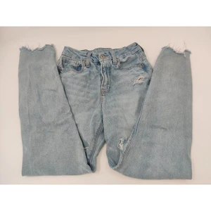 American Eagle Jeans Damen Größe US 0 helle Waschung distressed ausgefranster Saum Vintage - Bild 1 von 13