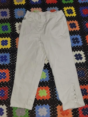 Quacker Factory Dream Jeannes Pants Women's Small White Pull On Stretch Heart - Image 1 of 4