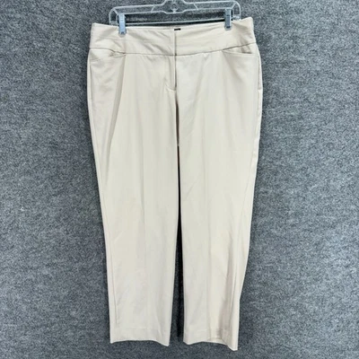 Express Dress Pants Women 12 Beige Mid Rise Pleated Skinny Pockets Editor Casual - Image 1 of 4