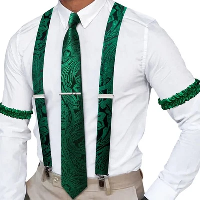 Пейсли мужчин подвески комплект X тип галстук повязка на руку галстук зажим официальный Гэтсби костюм - Изображение 1 из 4