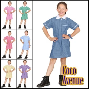 Mädchen Gingham Schule Kurzarm Plissee Kleid Schuluniform Sommer 2er Pack - Bild 1 von 49