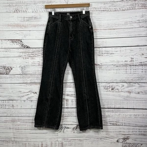 BGD Urban Outfitters Jeans Womens Size 26 Black Wide Leg Slit Flare High Rise - Picture 1 of 17