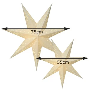 2x LED Papierstern Leuchtstern Weihnachtsstern 55cm/75cm mit Kabel Leuchtmittel - Bild 1 von 6
