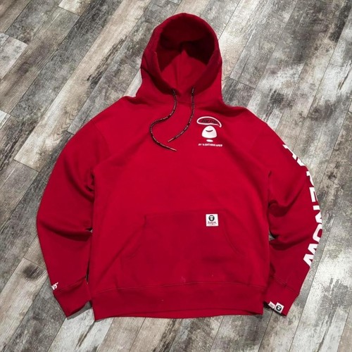 A BATHING APE (BAPE) Felpa con cappuccio vintage Y2K rossa AAPE Now BAPE A Bathing Ape taglia media
