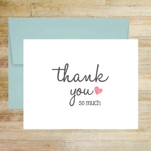 Thank You So Much Post Wedding Cards, Set of 4 PRINTED A2 Card & Envelopes - Picture 1 of 5