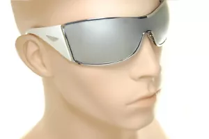 Original Police 9 8103V 579X Herren Wrap Sonnenbrillen Weiß Silber Spiegel 8826 - Bild 1 von 12