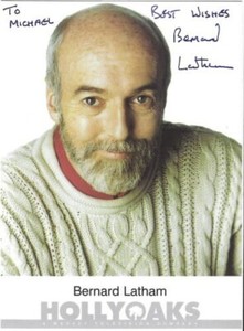 Hollyoaks - Bernard Latham - Gordon Cunningham - Hand Signed Dedicated Cast Card