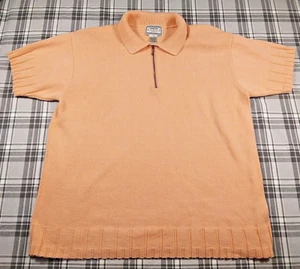 Venezia Short Sleeve 1/4 Zip Pullover Collared Sweater Peach Size 14/16 Padded - Picture 1 of 8