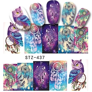 Nail Stickers Owl Dream Catcher Hot Full Wrap Water Decal Blur Art Nails Stz-437 - Picture 1 of 4