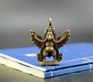 Chinese antique pure brass lucky Garuda Dhwaja small Exquisite pendant - Picture 1 of 6