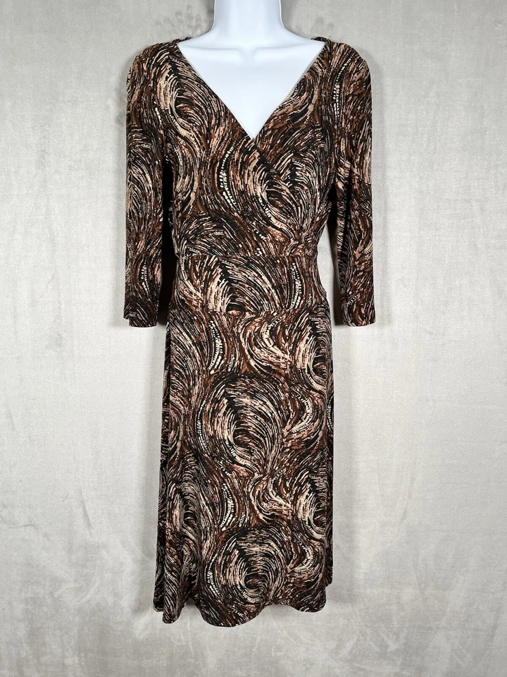 Black Label by Evan Piccone Women’s Paisley Wrap Dress with 3/4 sleeves size 6 - Image 1 of 4