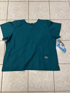 Scrub Zone 4XL Hunter Green Classic Fit 2-Pocket V-Neck Scrub Top Women 70224 - Picture 1 of 4