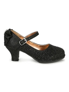 Bomba de tacón Mary Jane con arco de estrás brillante para niña pequeña/pequeña/grande - Imagen 1 de 30