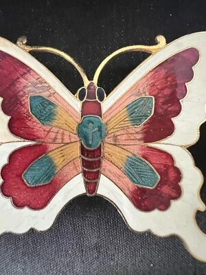 Винтажный Cloisonne бабочка ремень пряжка латуни добавить различные веревки или эластичные ремни - Изображение 1 из 4