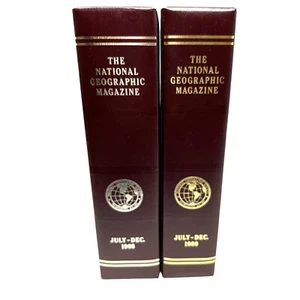 1988, 89: ENDANGERED EARTH Lot Of 2 National Geographic Slipcases Faux Leather - Picture 1 of 14