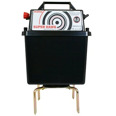 Electric Fence Energiser Hotline P300 Super Hawk 9V 0.2J 2 Portable WeatherProof