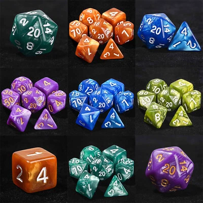 MARKENLOS Spiel Würfel Set RPG Polyedrisch 7-teilig Würfelzeit DSA DND D&D Rollenspiel