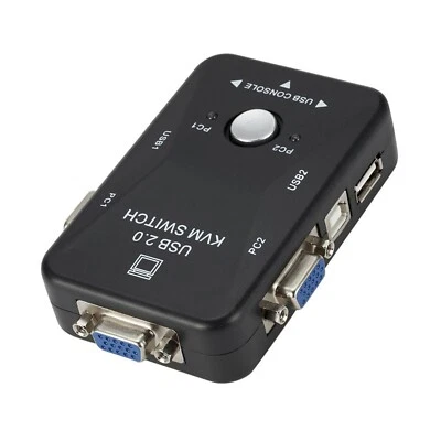 2 Port VGA KVM Switch Umschalter Box USB für Tastatur Maus Monitor Sharing PC DE - Bild 1 von 4
