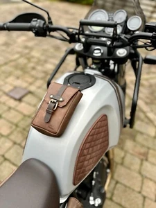Tabakbraun Leder Tankbeutel und Halterung für Royal Enfield Himalayan 411 - Bild 1 von 7