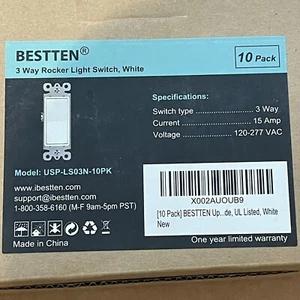 BESTTEN 3 WEGE ROCKER LICHTSCHALTER WEISS 10ER-PACK - Bild 1 von 3